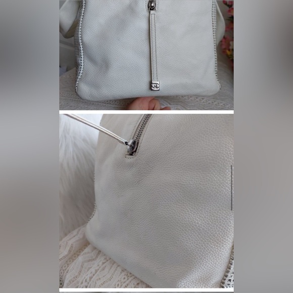 CHANEL White Caviar Leather Perforated CC Bowler Bag - Picture 5 of 10